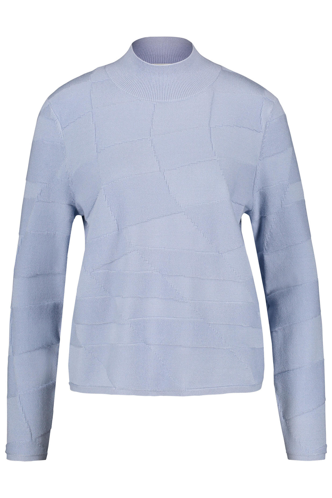 Gerry Weber 271015 Misty Blue Block Knit Mock Turtle Neck Jumper - Experience Boutique