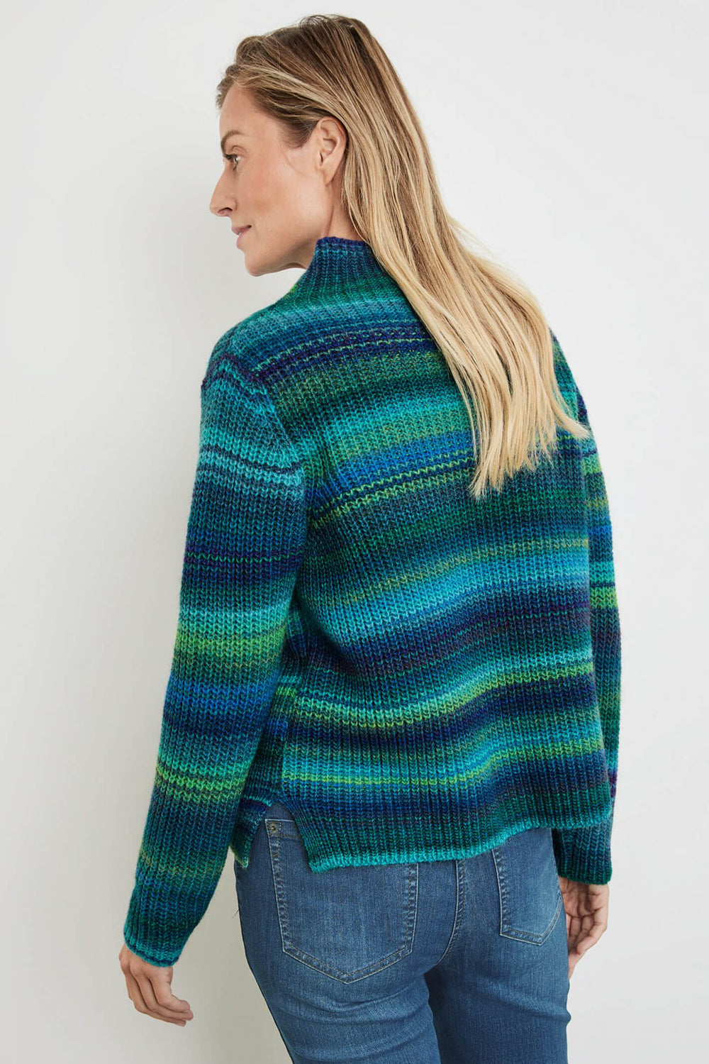 Gerry Weber 271039 Blue & Green Wool Blend Knitted Jumper - Experience Boutique