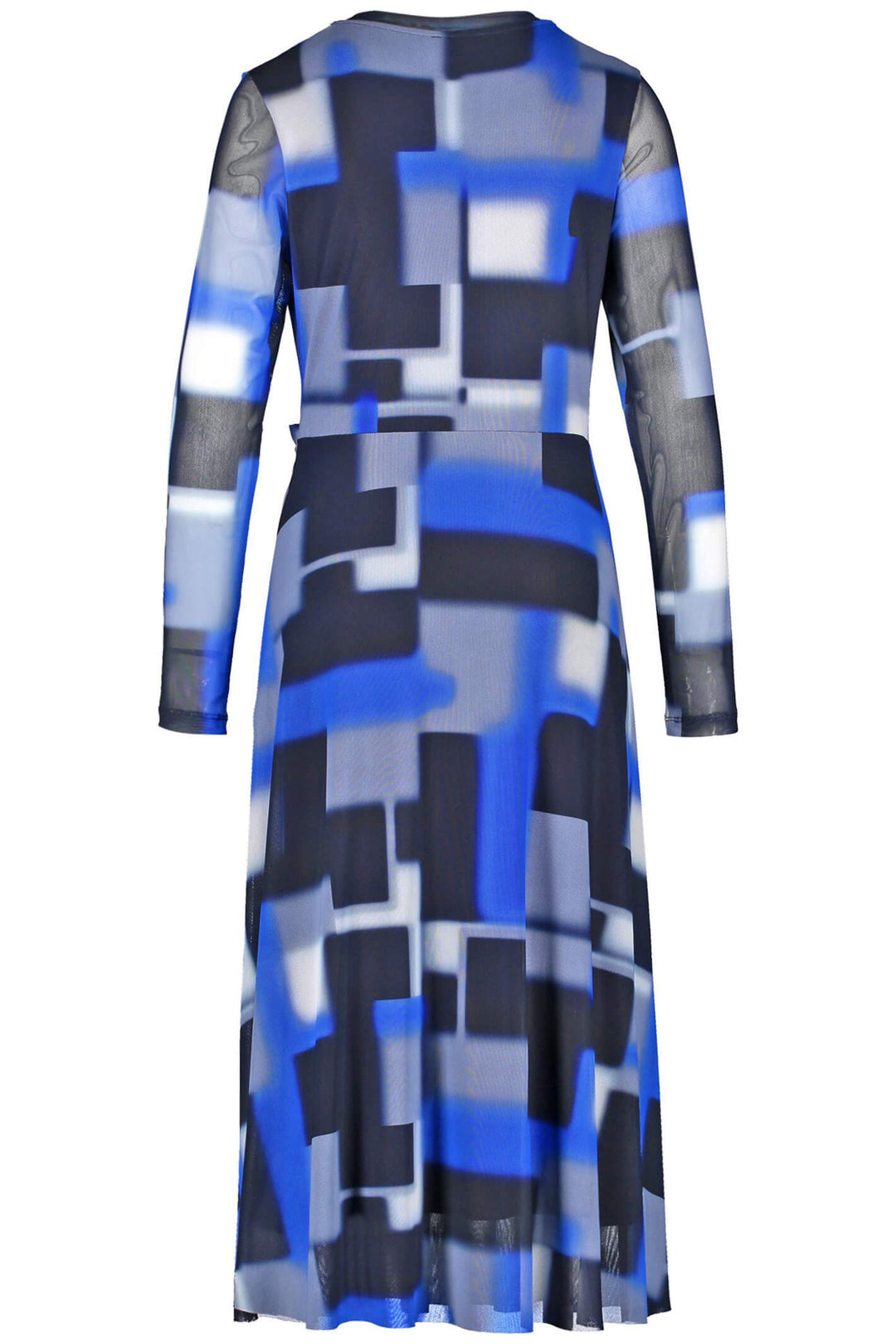 Gerry Weber 280026 Royal Blue Block Print Mesh Midi Dress - Experience Boutique