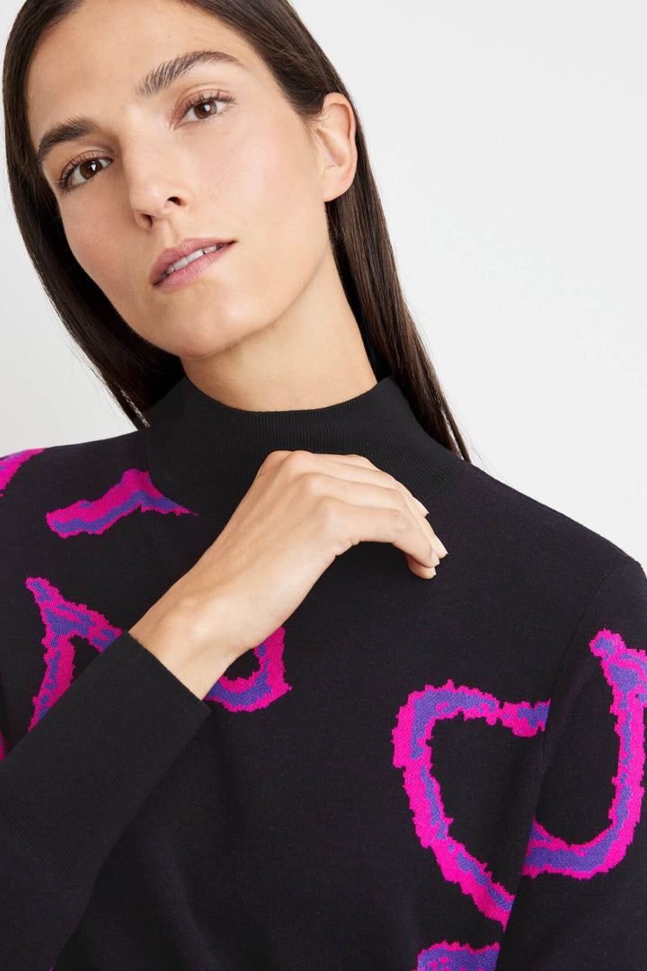 Gerry Weber 280049 Black & Pink Abstract Floral Print Sweater Dress