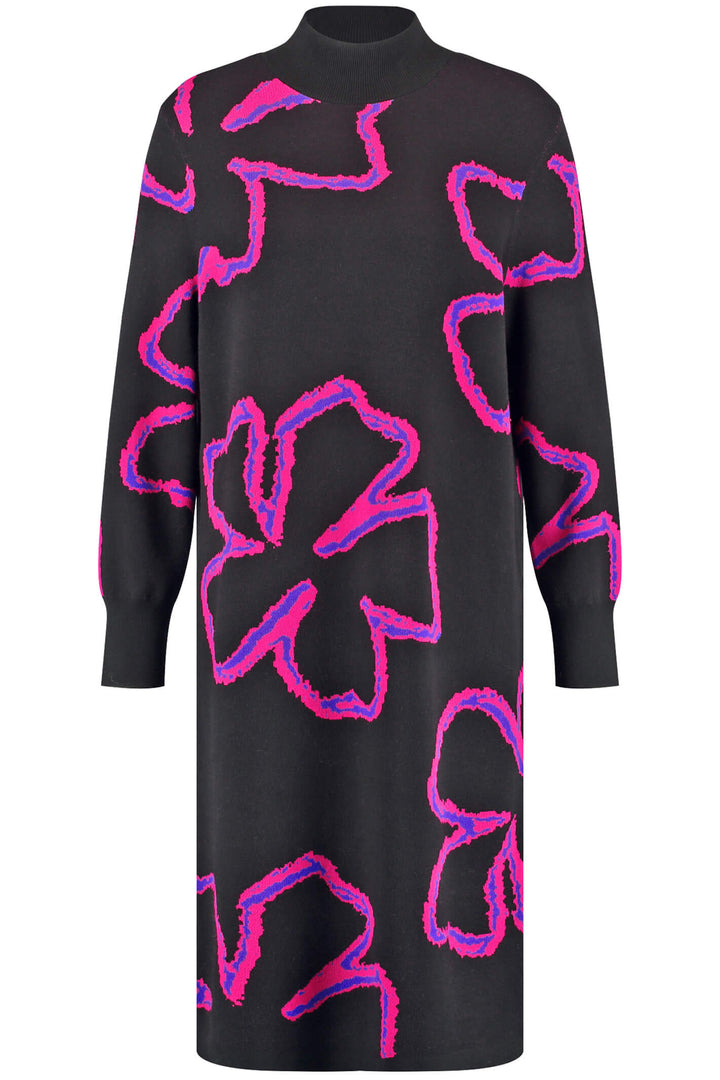 Gerry Weber 280049 Black & Pink Abstract Floral Print Sweater Dress - Experience Boutique