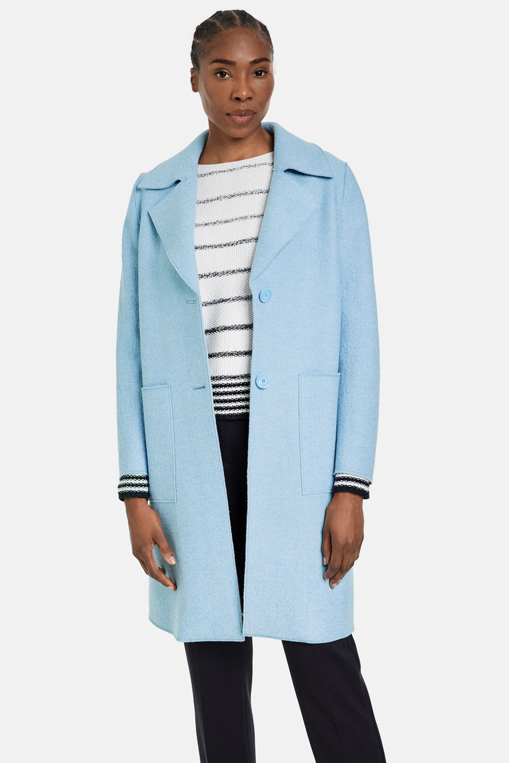 Gerry Weber 350206 80580 Sky Blue Wool Style Coat - Experience Boutique