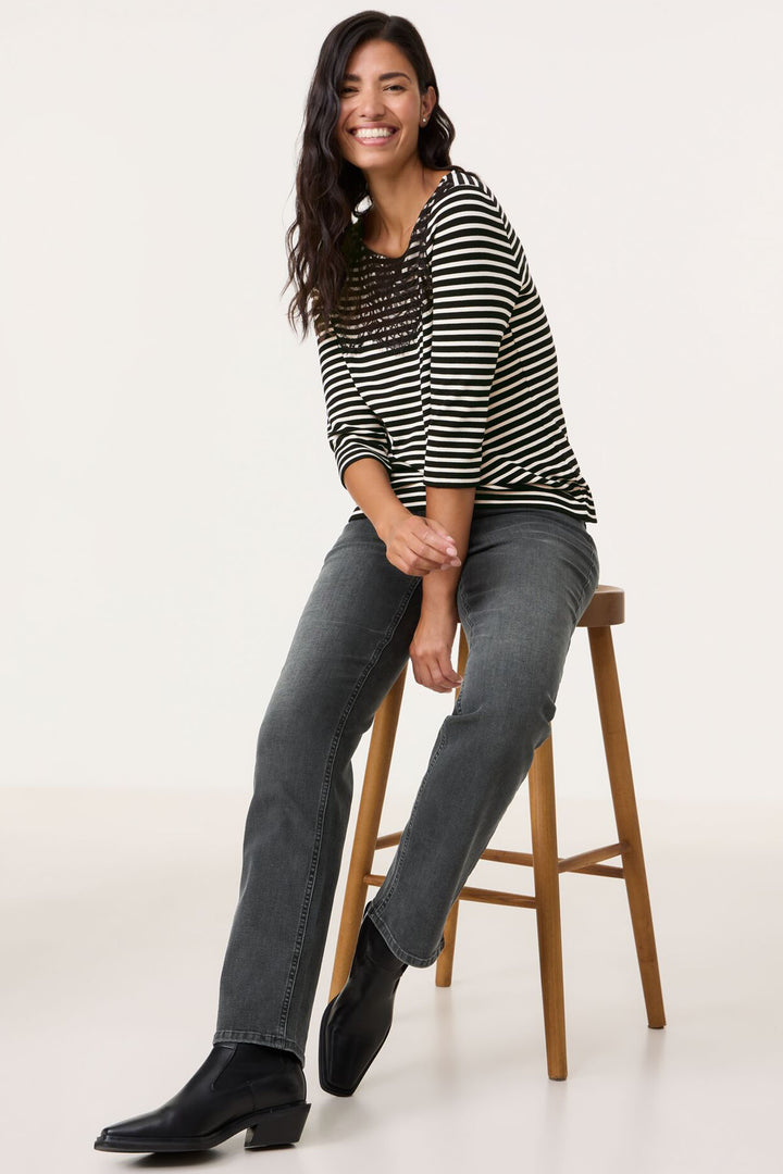 Gerry Weber 370051 Monochrome Stripe Jumper - Experience Boutique