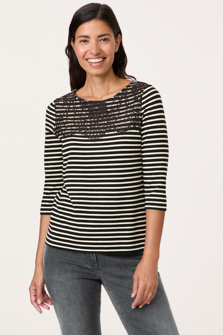 Gerry Weber 370051 Monochrome Stripe Jumper - Experience Boutique
