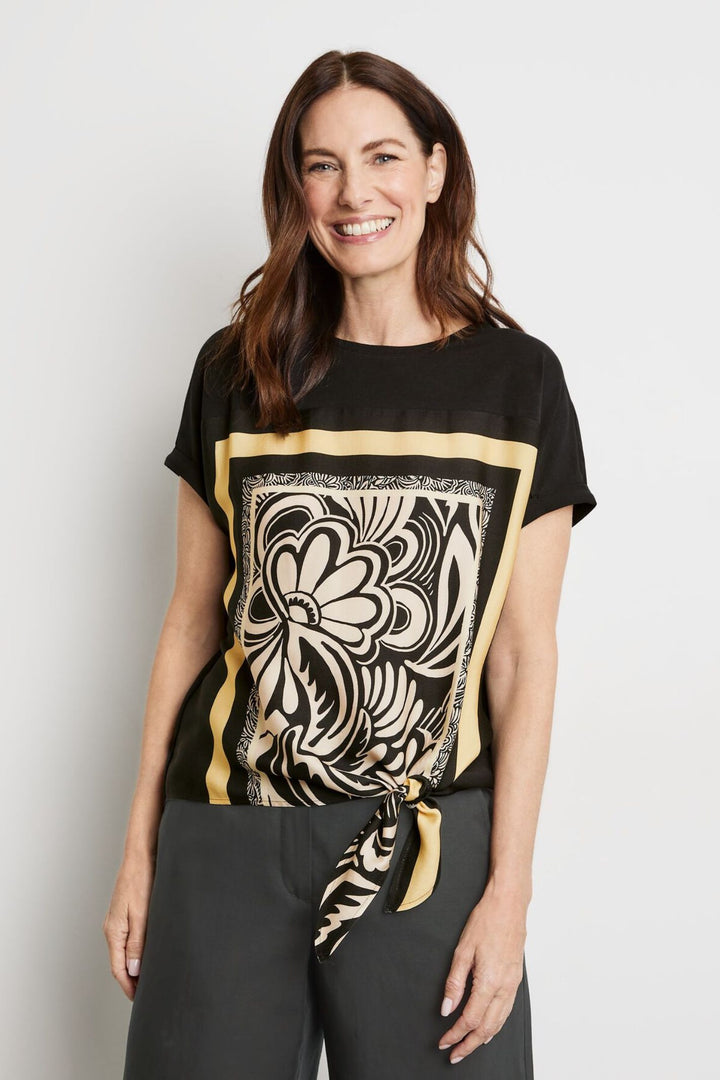 Gerry Weber 370272 Black Floral Print Tie-Waist Top
