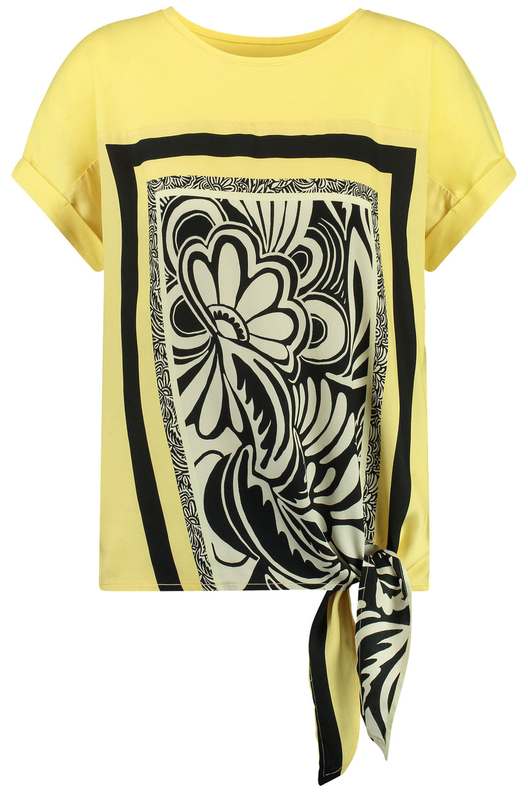 Gerry Weber 370272 Bleached Sun Lime Flower Print Tie-Waist Top - Experience Boutique