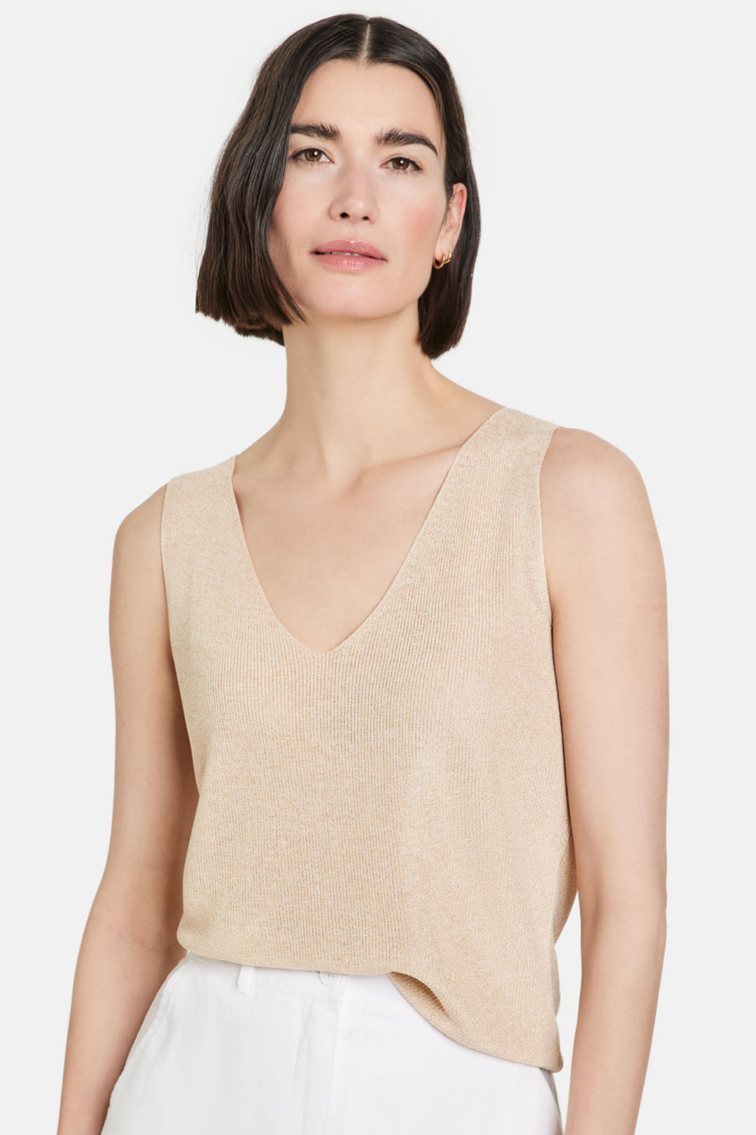 Gerry Weber 371031 Oatmeal Knitted Vest Top - Experience Boutique