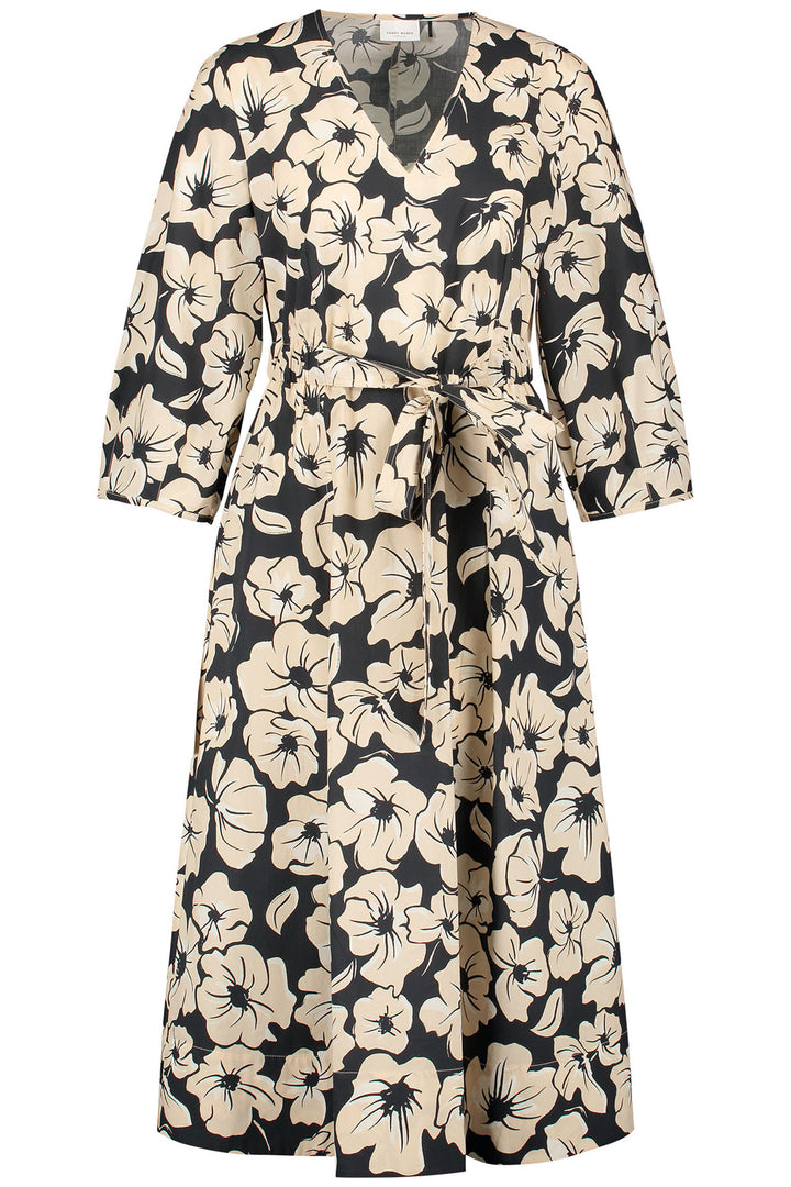 Gerry Weber 380024 Black & Taupe Hibiscus Print Dress - Experience Boutique