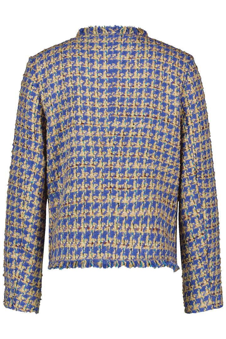 Gerry Weber 430017 Blue & Camel Houndstooth Jacket - Experience Boutique
