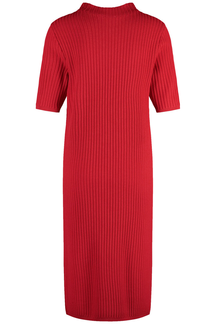 Gerry Weber 480048 Lipstick Red Ribbed Knit Dress - Experience Boutique