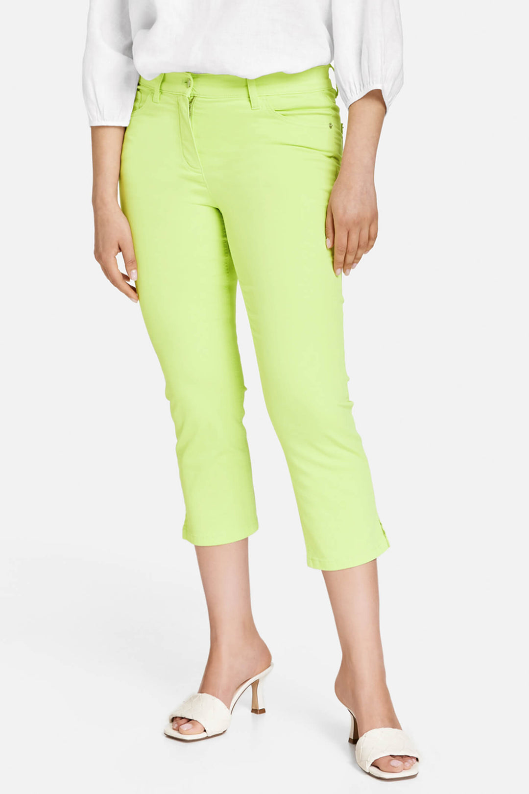 Gerry Weber 822097 Light Lime Green Best4me Cropped Trousers - Experience Boutique