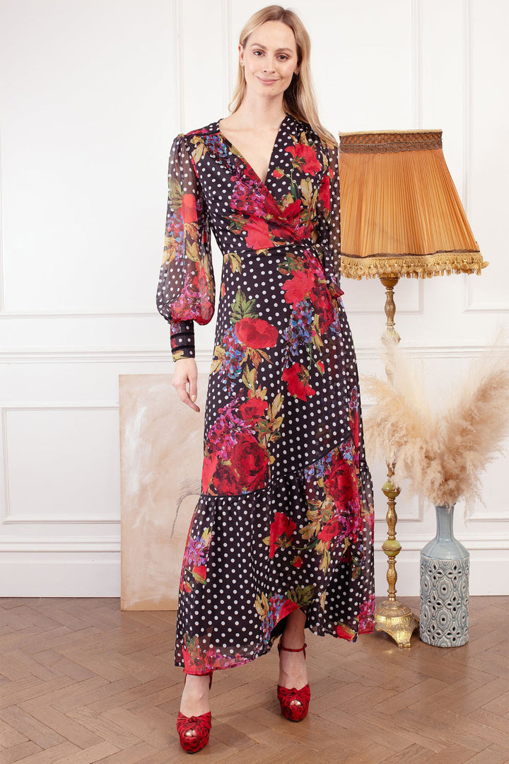 Hope & Ivy The Moni Maxi Wrap Over Dress - Experience Boutique