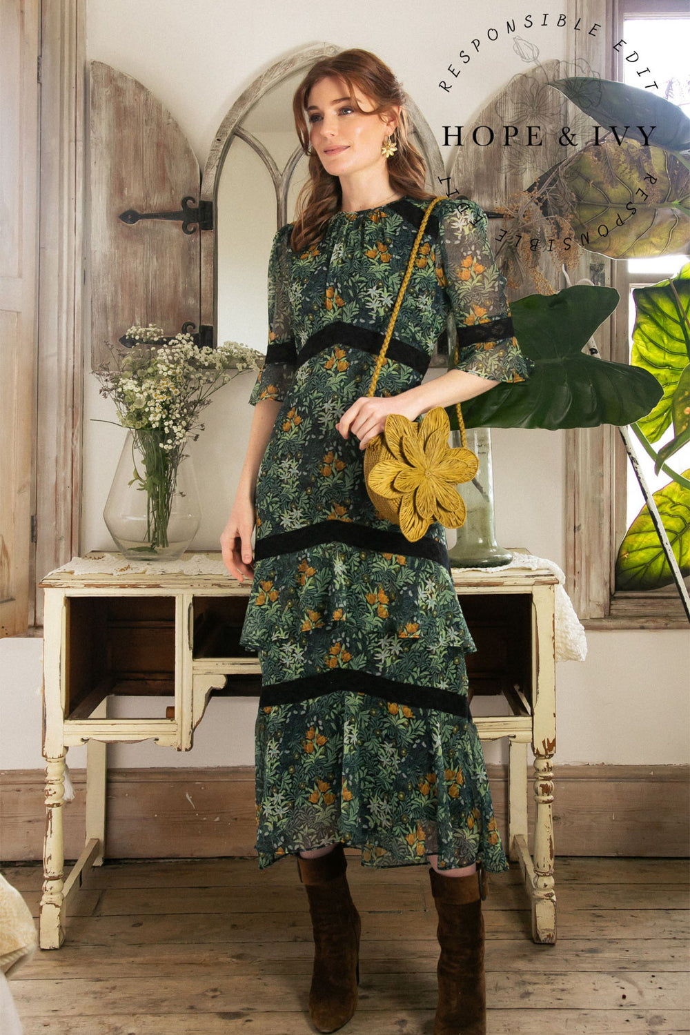 Hope & Ivy William Morris Society The Bower Dress - Experience Boutique