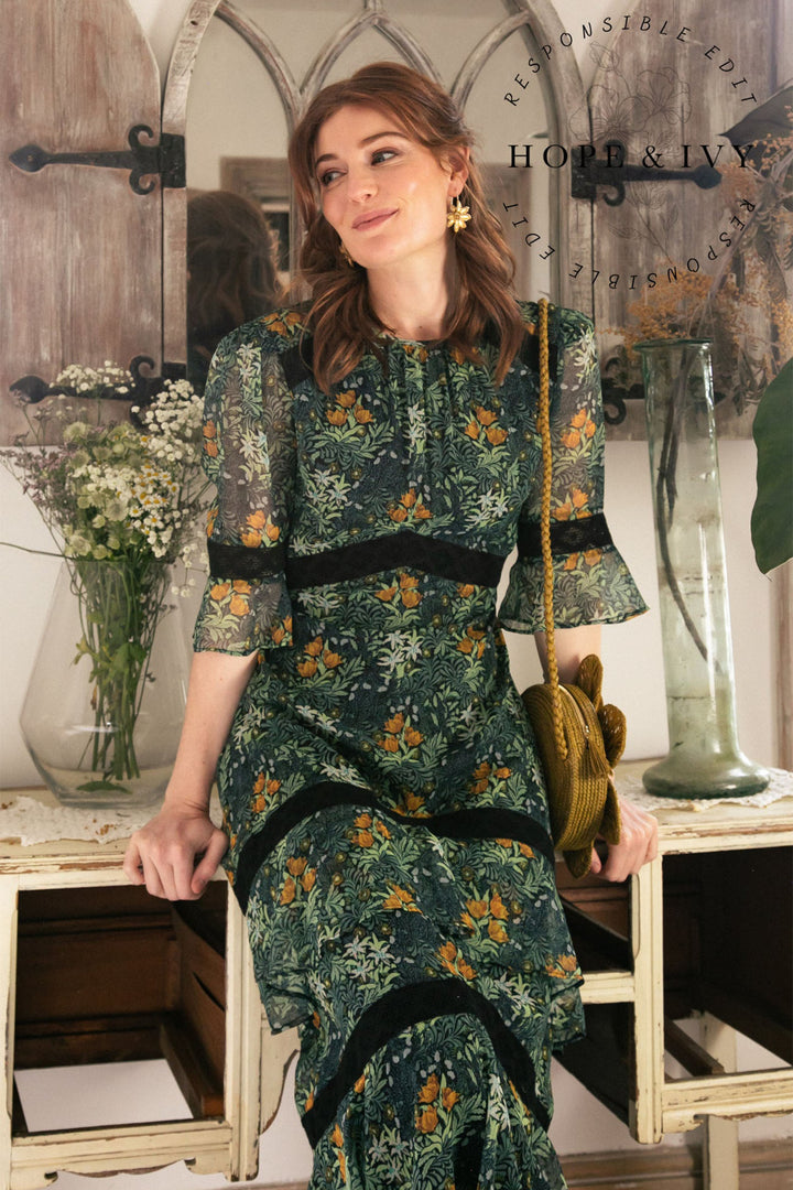 Hope & Ivy William Morris Society The Bower Dress - Experience Boutique