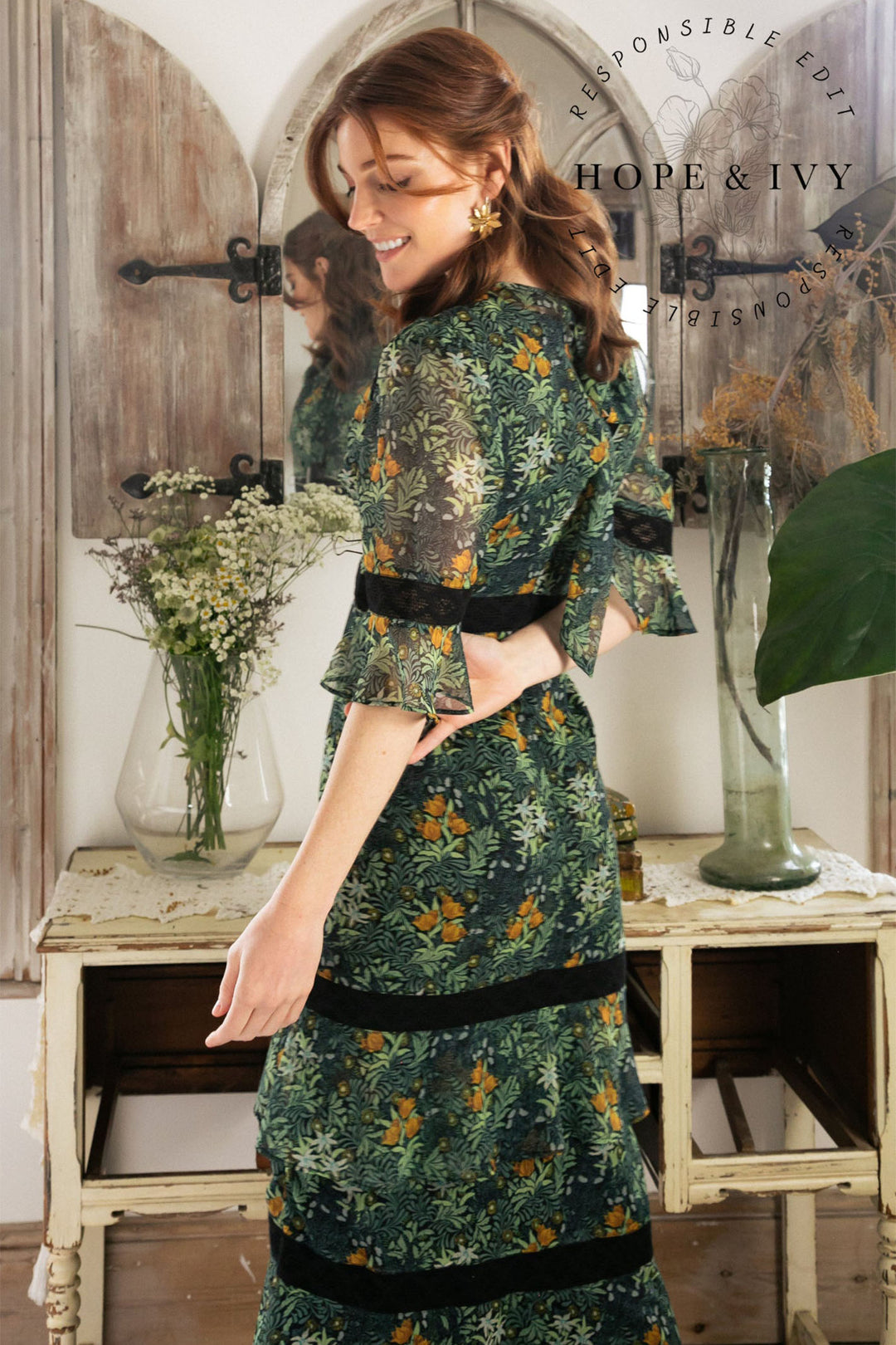 Hope & Ivy William Morris Society The Bower Dress - Experience Boutique