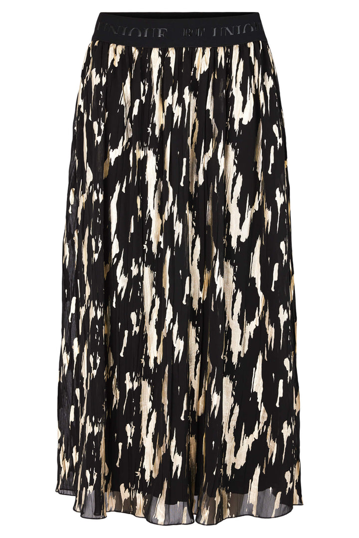 Icona 65031-60188-90 Black Print Chiffon Midi Length Skirt - Experience Boutique
