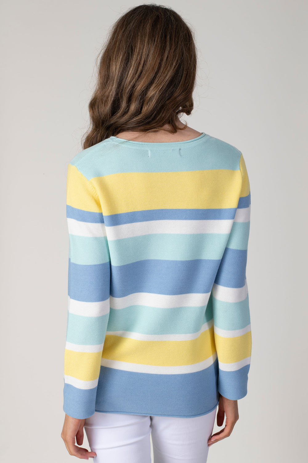 Jessica Graaf 27156 Aqua Striped Wide Neck Jumper - Experience Boutique