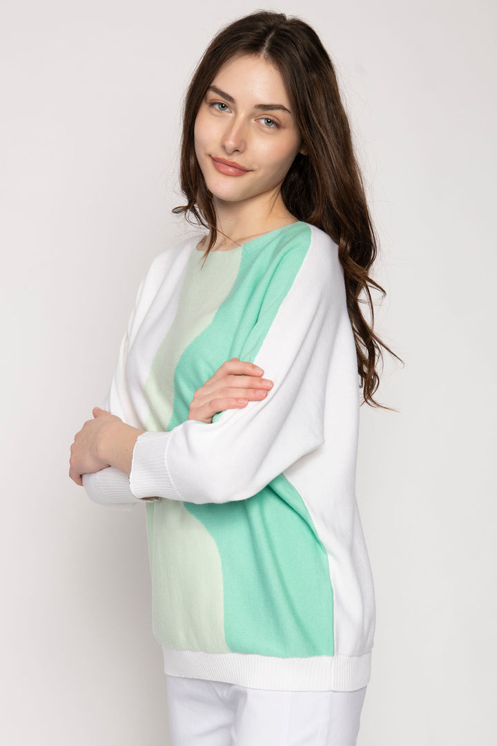 Jessica Graaf 27343 Green Waves Wide Neck Jumper - Experience Boutique