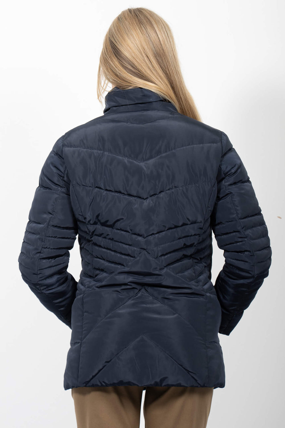 Jessica Graff 26019 Navy Quilted Short Coat - Experience Boutique