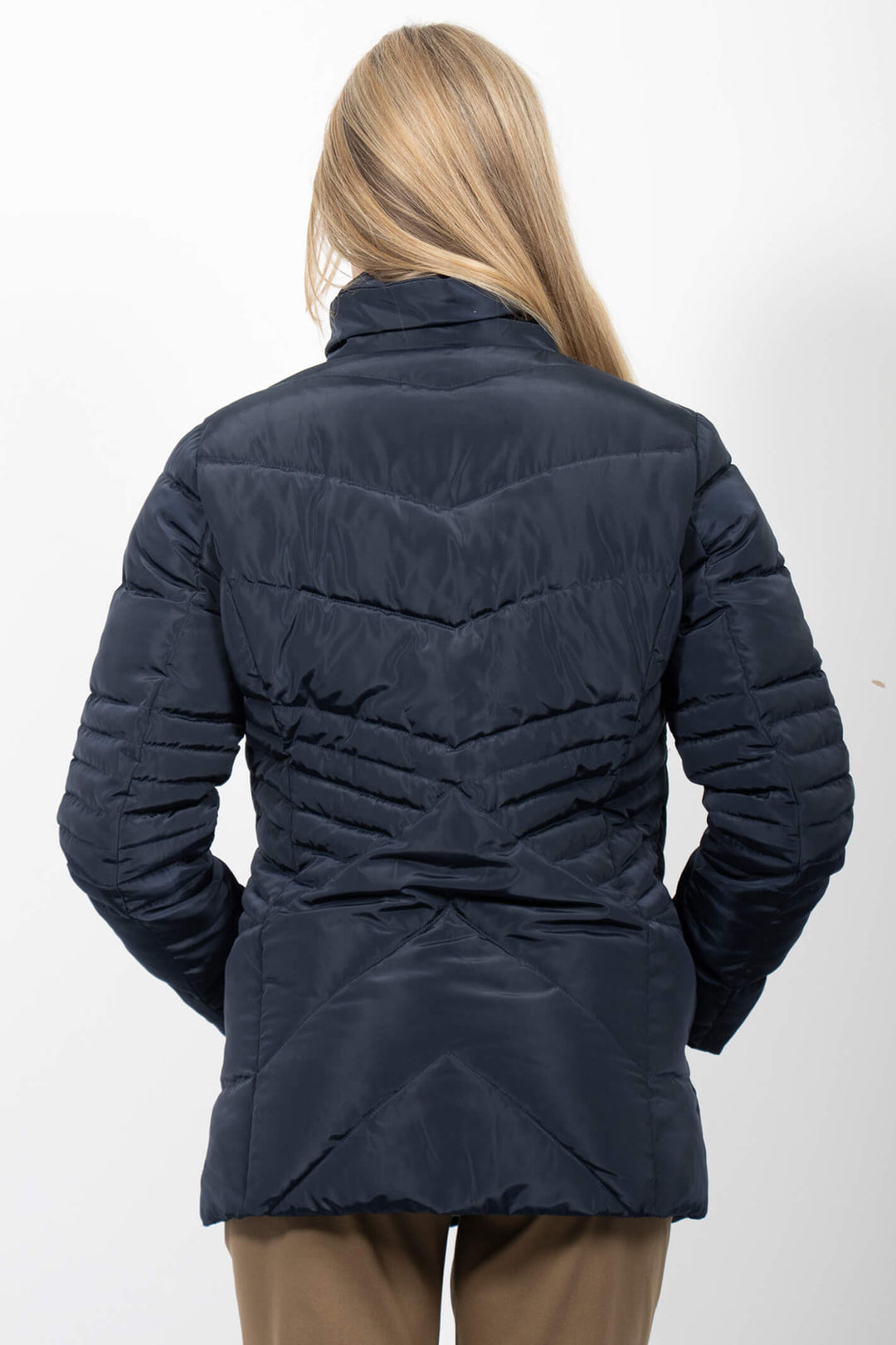 Jessica Graff 26019 Navy Quilted Short Coat - Experience Boutique