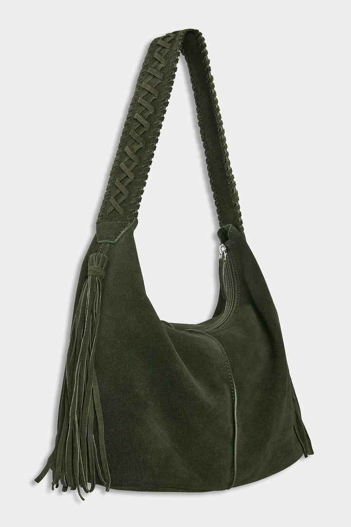 Joe Browns AD969 Forest Green Imogen Suede Shoulder Bag - Experience Boutique
