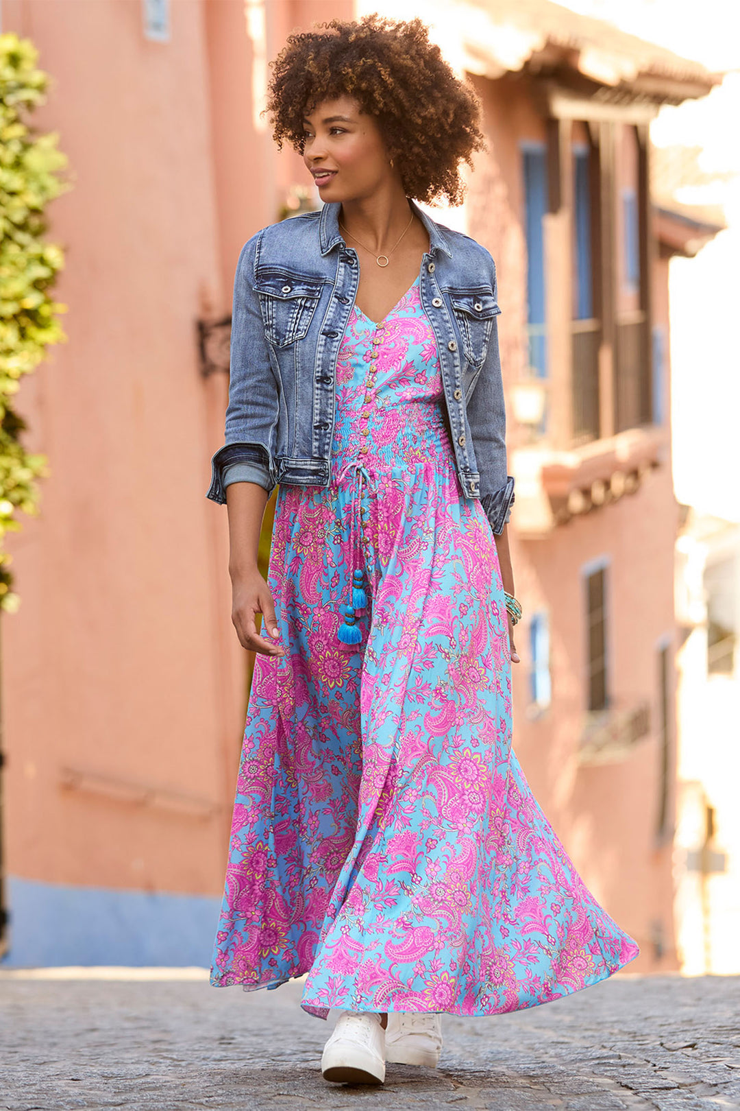 Joe Browns Geo Print V-Neck Maxi Dress Vestito Donna Joe Browns Geo Print V-Neck Maxi Dress Vestito Donna