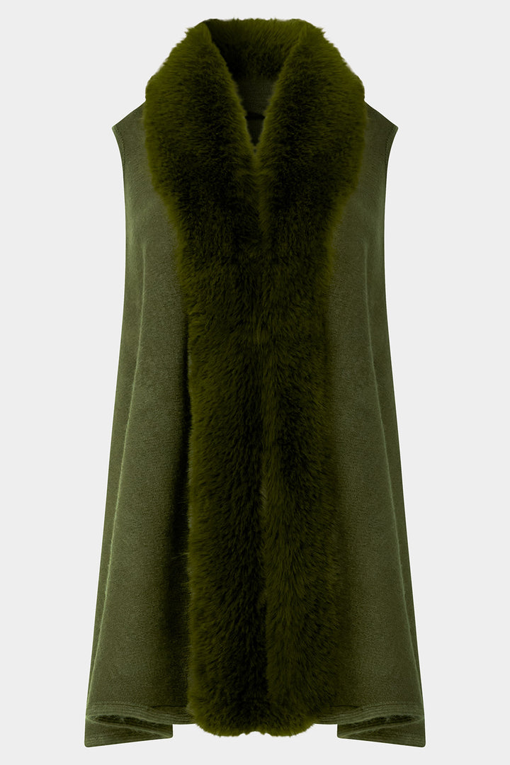 Joe Browns HB429 Green Style Icon Faux Fur Swing Gilet - Experience Boutique