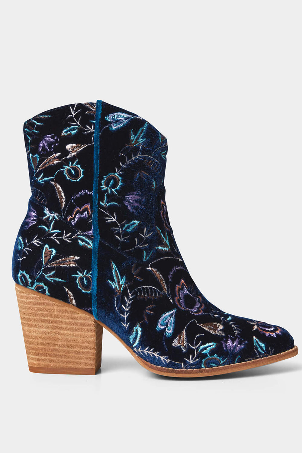 Joe Browns KA155 Navy Gigi Embroidered Velvet Boots - Experience Boutique
