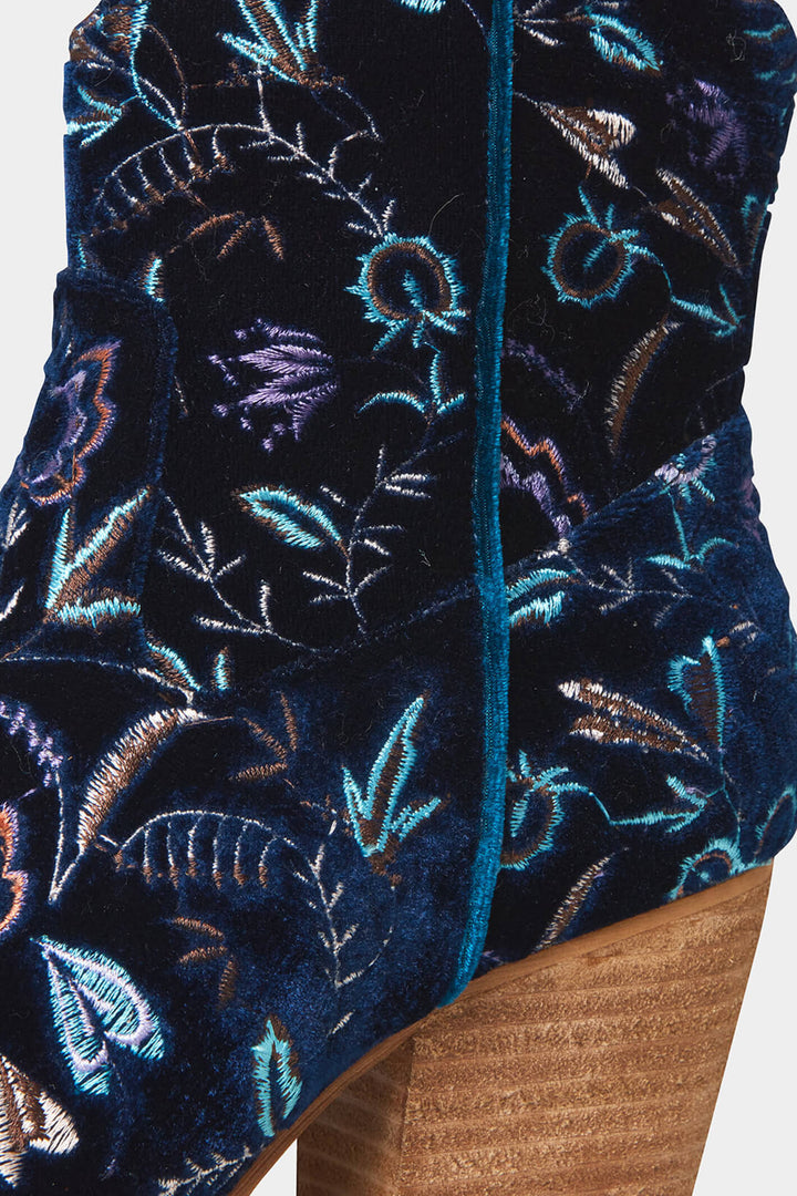 Joe Browns KA155 Navy Gigi Embroidered Velvet Boots - Experience Boutique