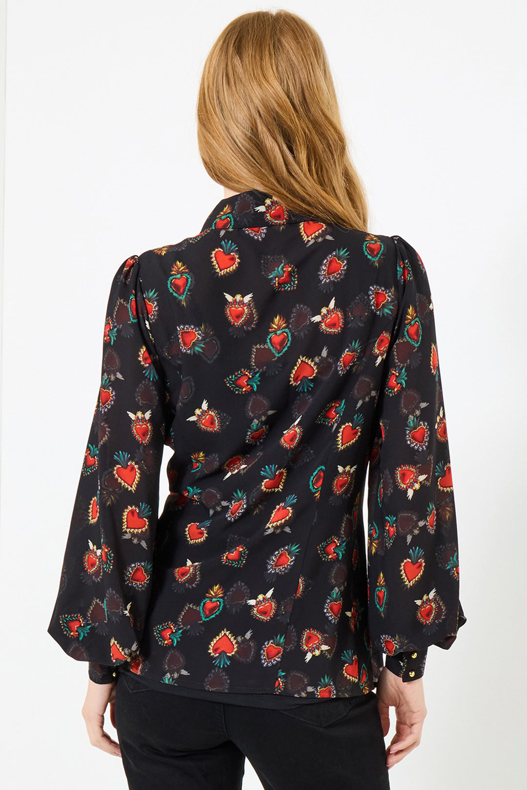 Joe Browns WA451A Black Heart Print Georgette Blouse With Cami