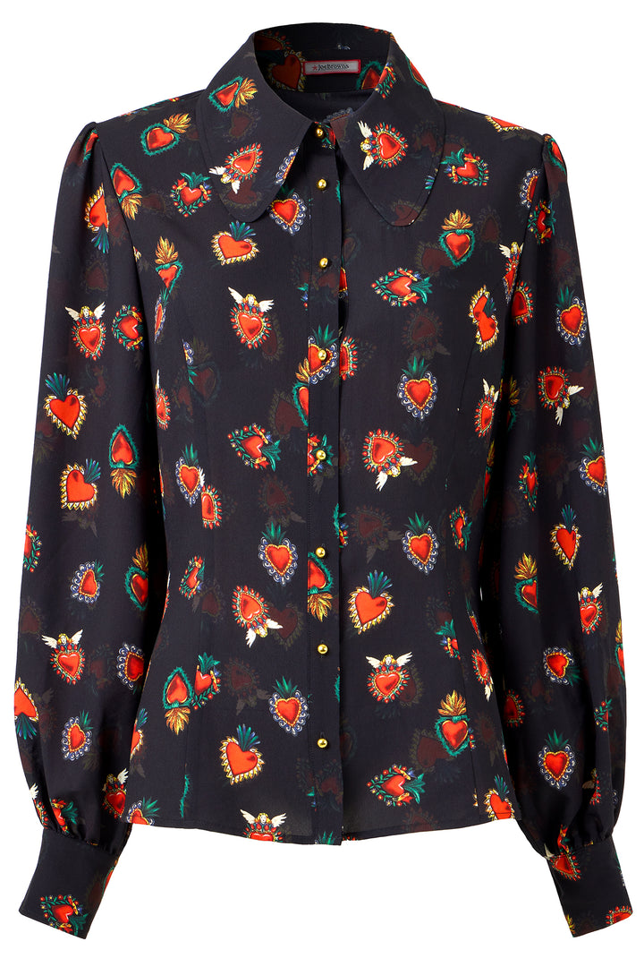 Joe Browns WA451A Black Heart Print Georgette Blouse With Cami
