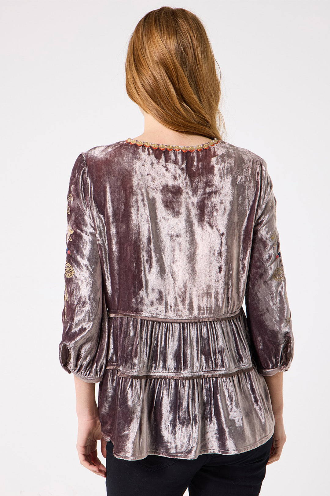 Joe Browns WA460A Mink Exquisite Velvet Embroidered Top