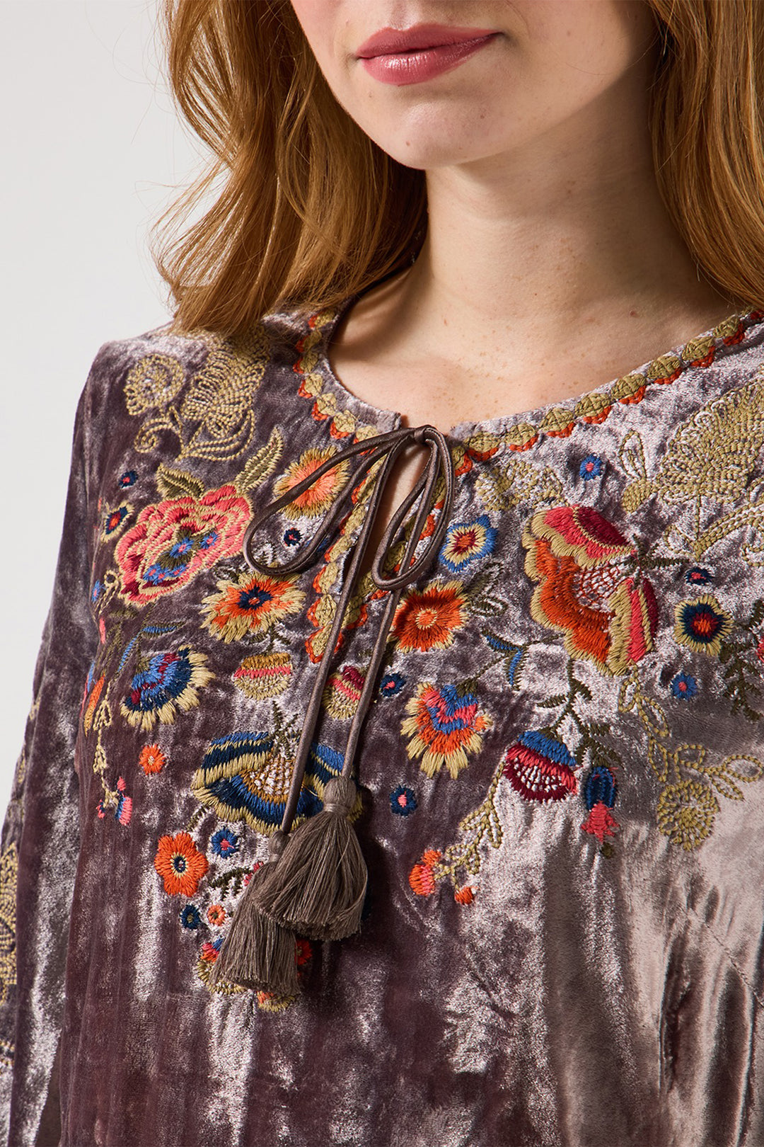 Joe Browns WA460A Mink Exquisite Velvet Embroidered Top