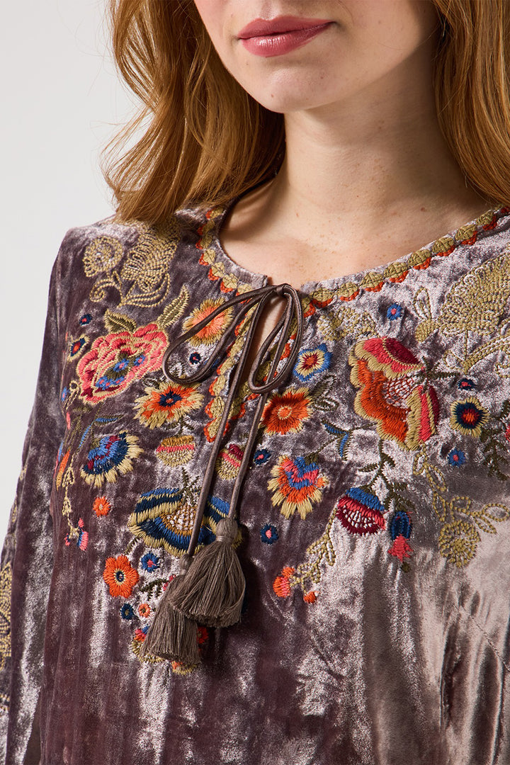 Joe Browns WA460A Mink Exquisite Velvet Embroidered Top