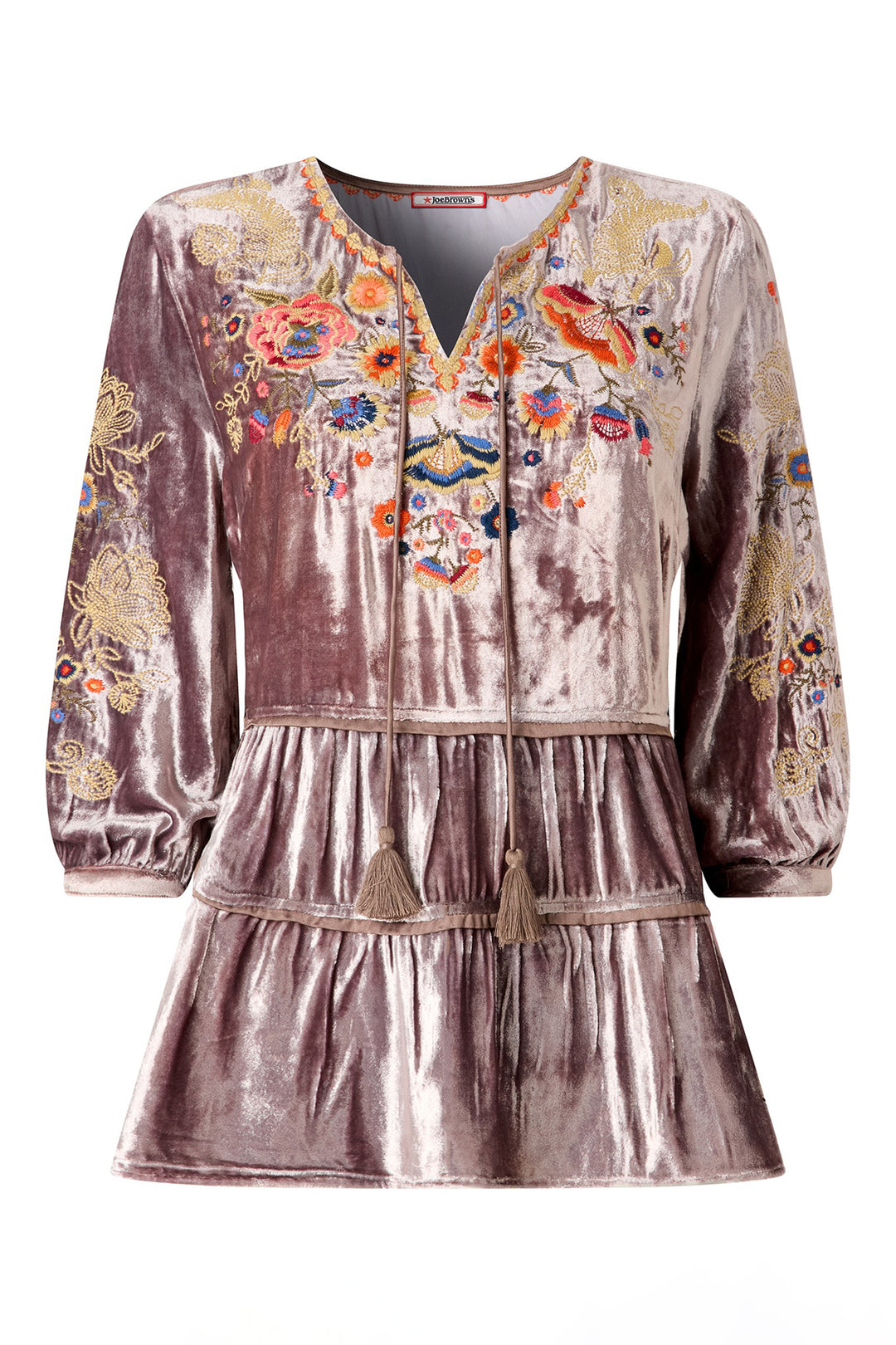Joe Browns WA460A Mink Exquisite Velvet Embroidered Top