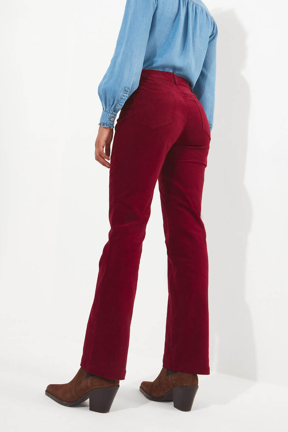 Joe Browns WB328 Berry Red Must Have Moleskin Bootcut Trousers - Experience Boutique