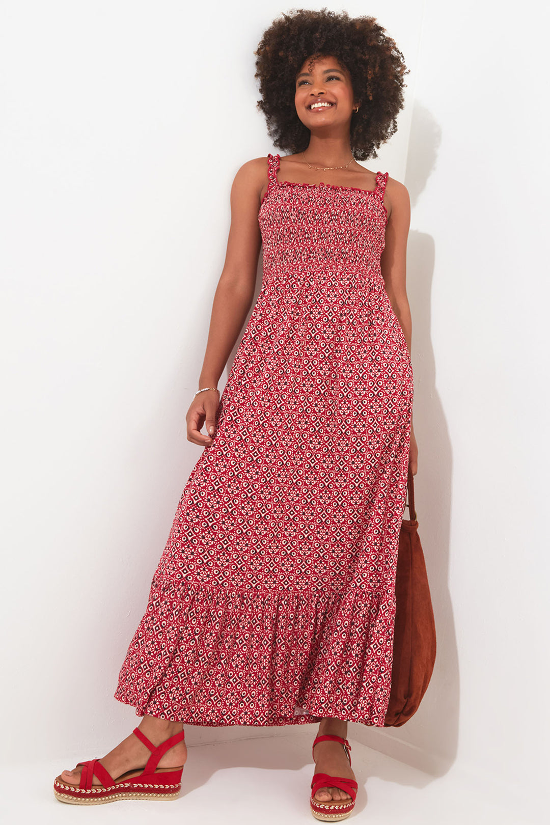 Joe Browns WF003 Red Tile Print Polly Jersey Dress Experience Boutique Joe Browns WF003 Red Tile Print Polly Jersey Dress Experience Boutique