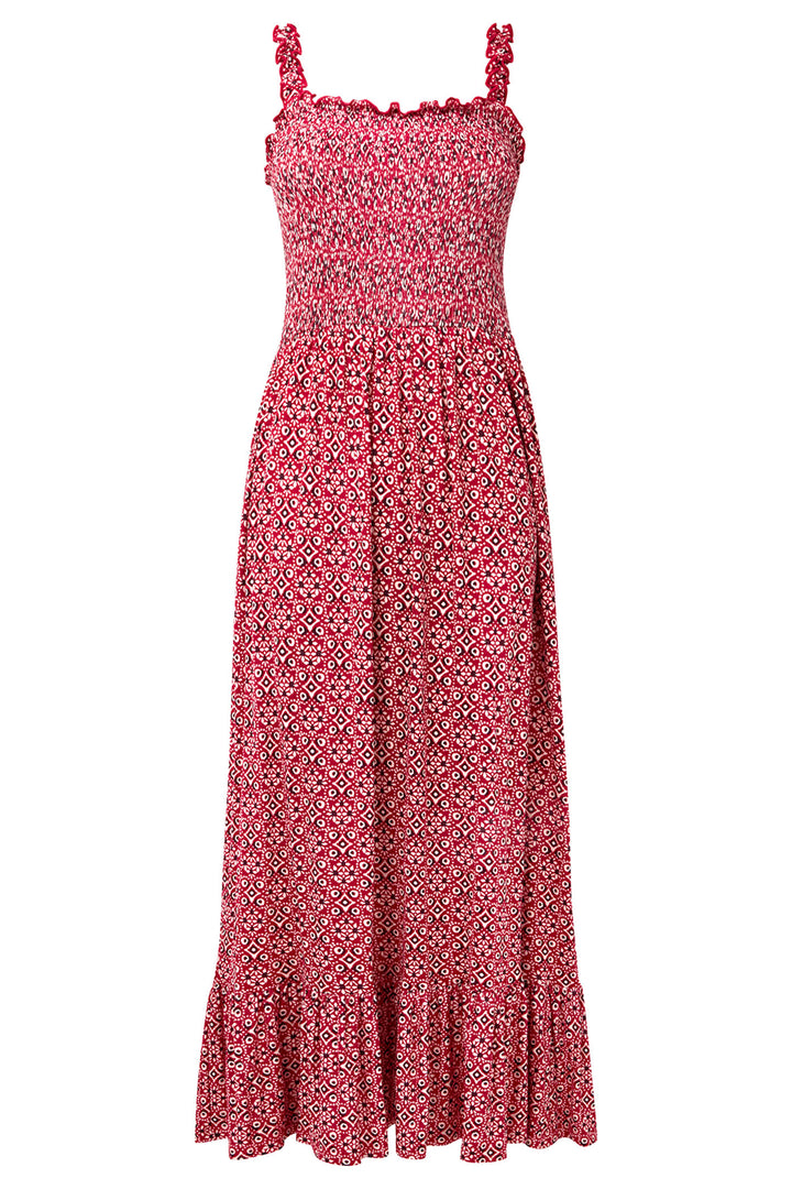 Joe Browns WF003 Red Tile Print Polly Jersey Dress - Experience Boutique