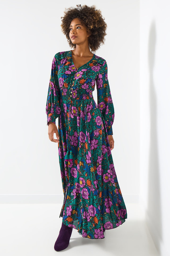 Joe Browns WF300A Black Whimsical Wonders Floral Maxi Dress