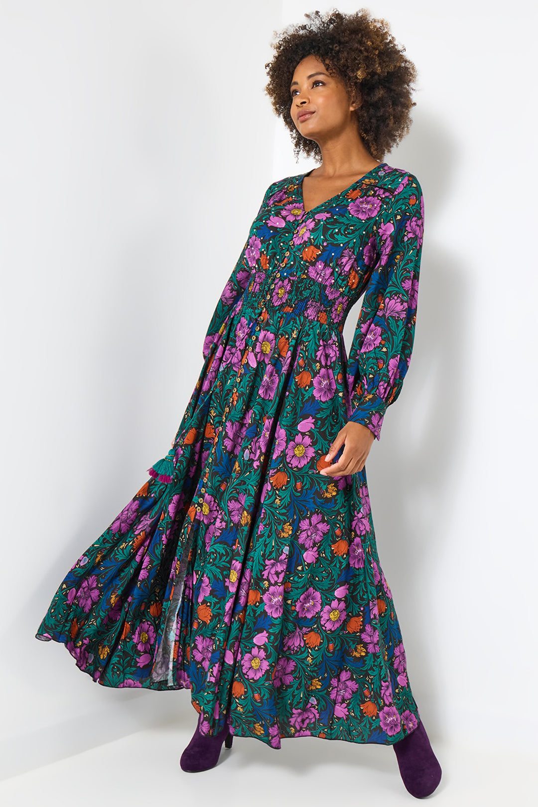Joe Browns WF300A Black Whimsical Wonders Floral Maxi Dress