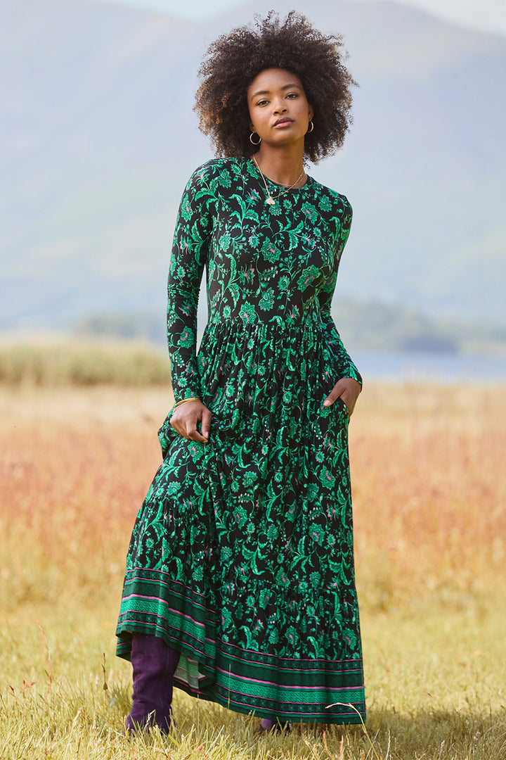 Joe Browns WF323A Black Bella Border Print Jersey Dress