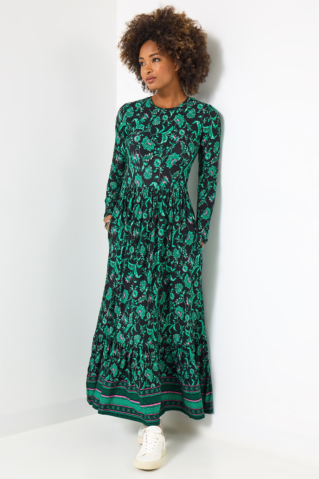 Joe Browns WF323A Black Bella Border Print Jersey Dress