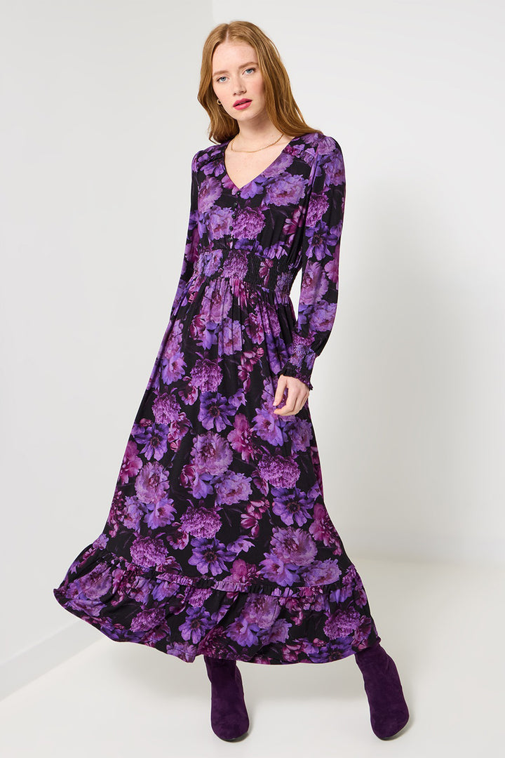 Joe Browns WF324A Purple Florence Floral Jersey Dress