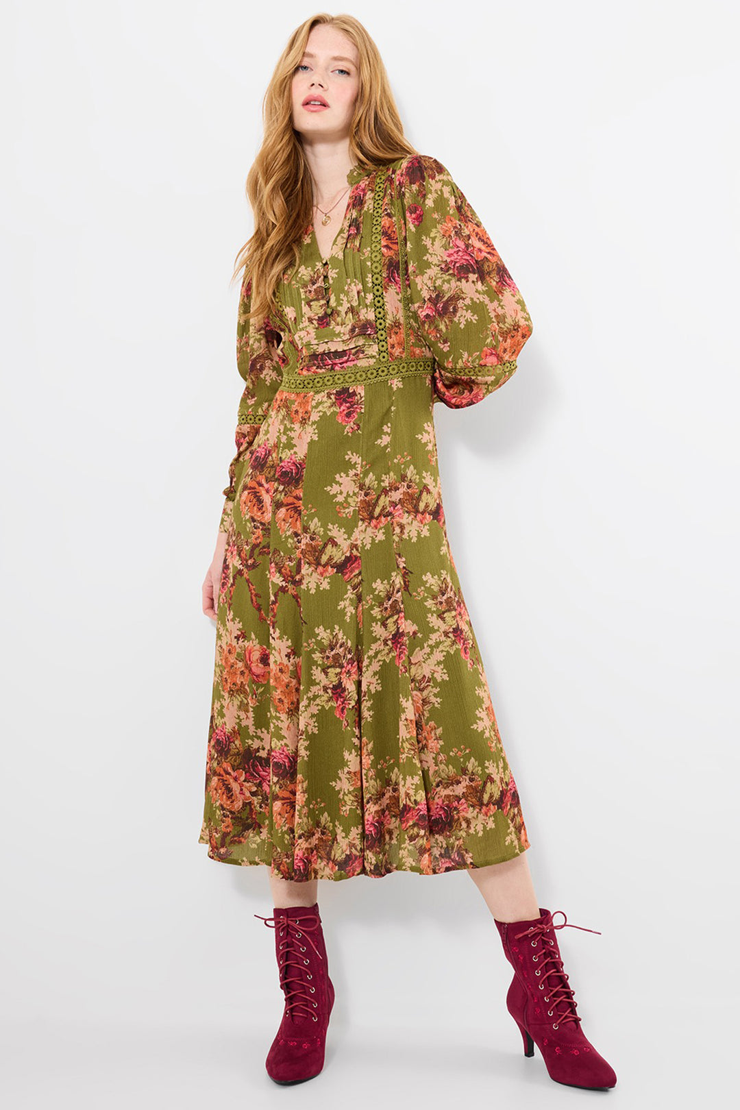 Joe Browns WF352A Green Vintage Roses Dress