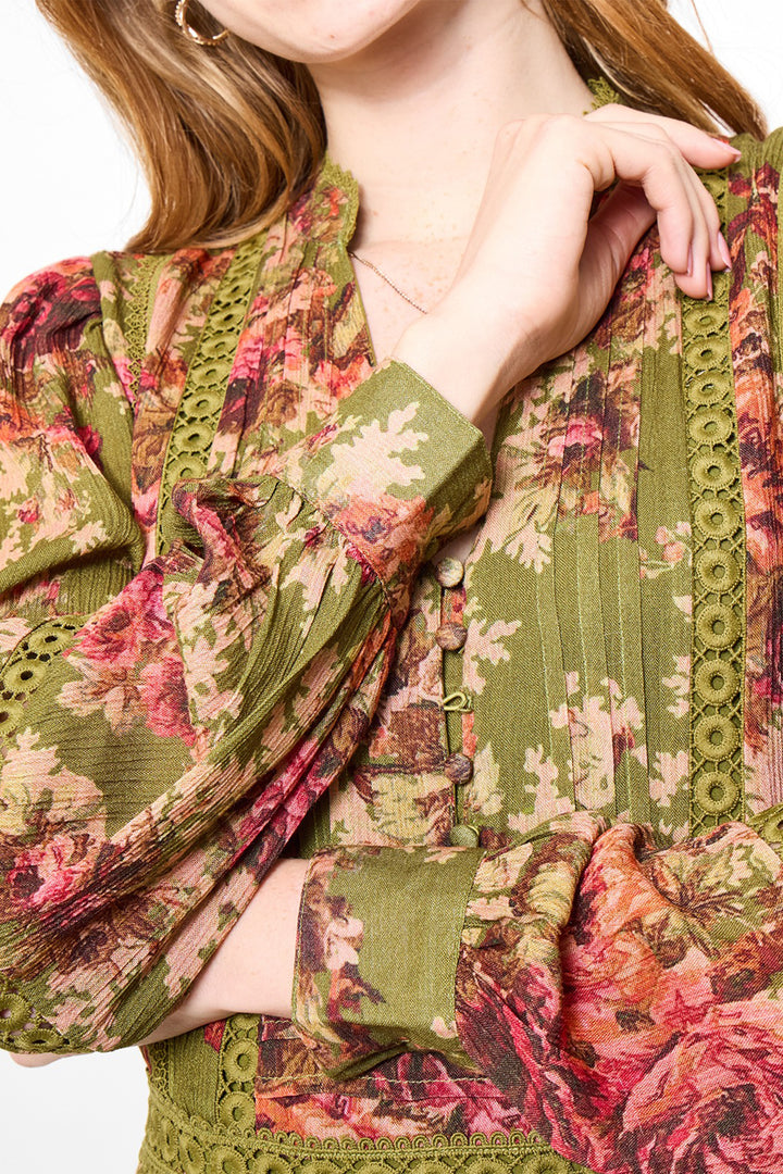 Joe Browns WF352A Green Vintage Roses Dress