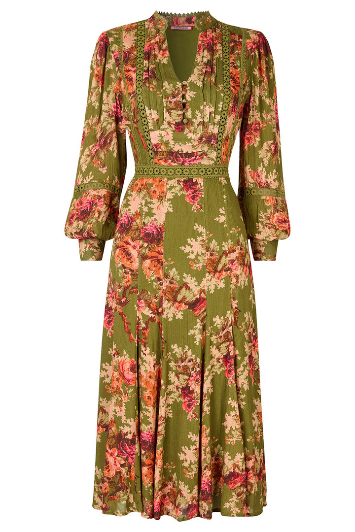 Joe Browns WF352A Green Vintage Roses Dress