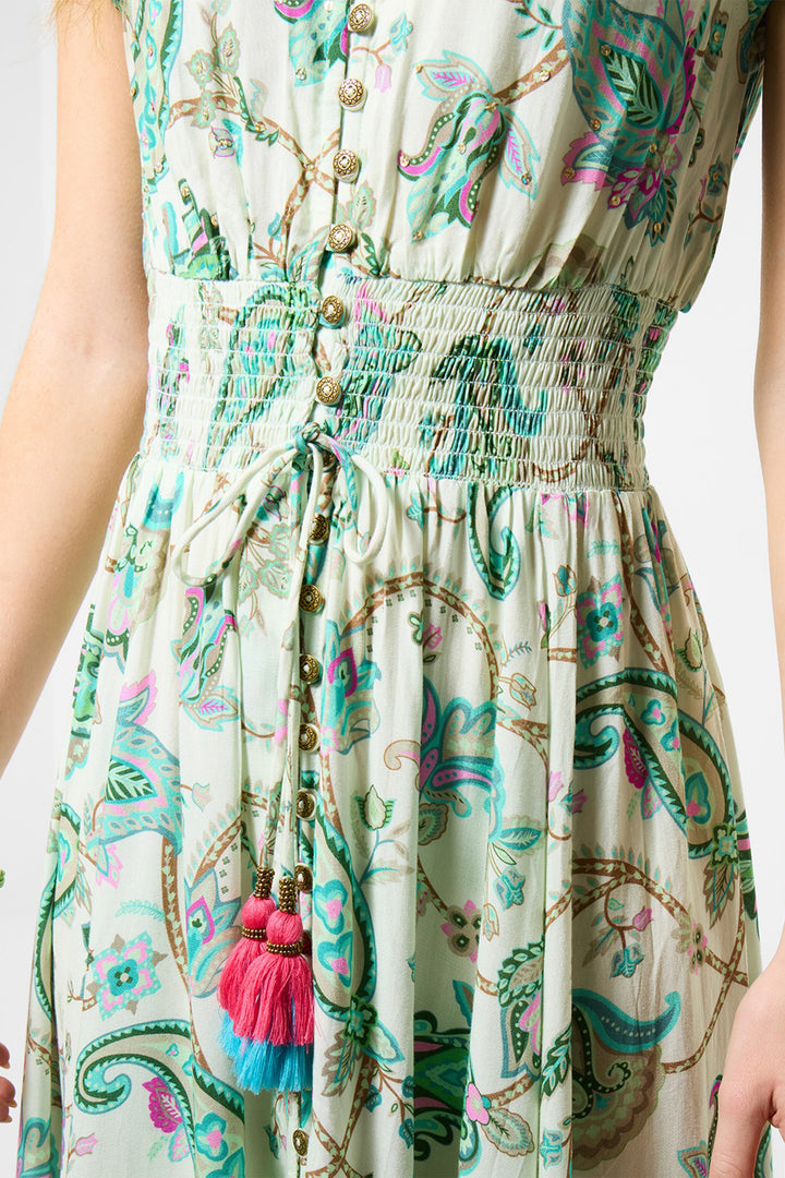 Joe Browns WF419A Green Helena Printed Maxi Dress