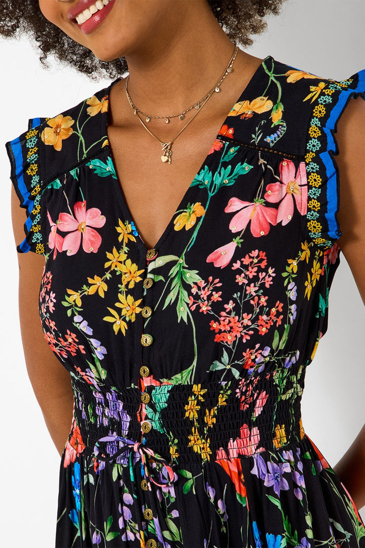 Joe Browns WF422A Black Ophelia Floral Maxi Dress