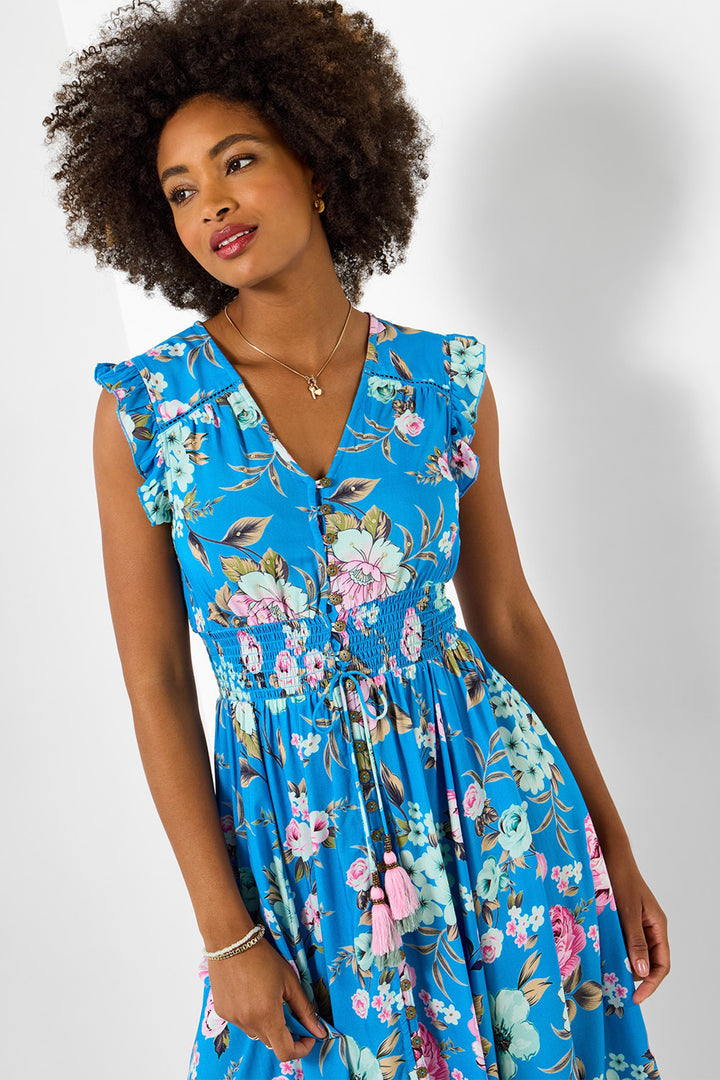 Joe Browns WF423A Blue Millie Floral Maxi Dress