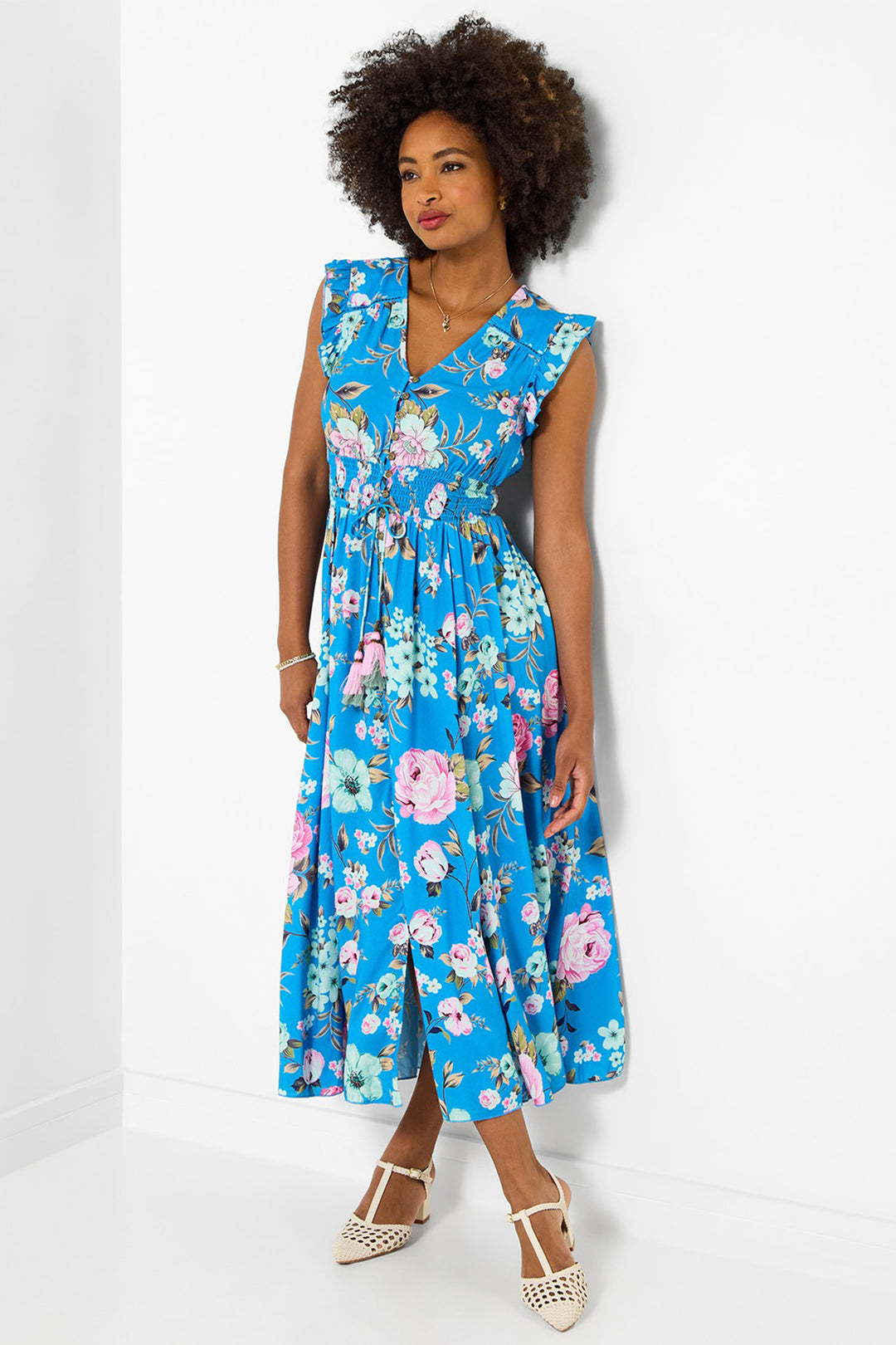 Joe Browns WF423A Blue Millie Floral Maxi Dress